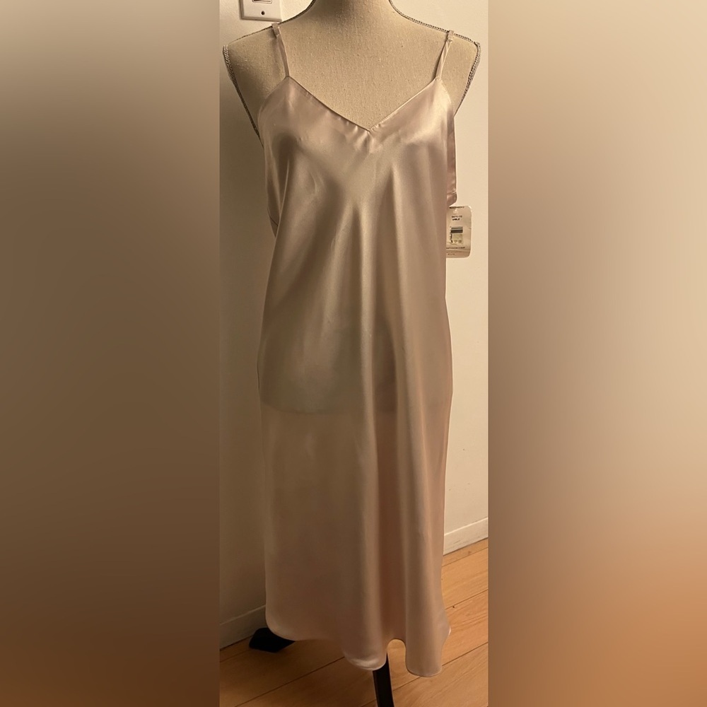 NWT Vintage Linda Pink  Satin Chemise Lingerie Nightgown